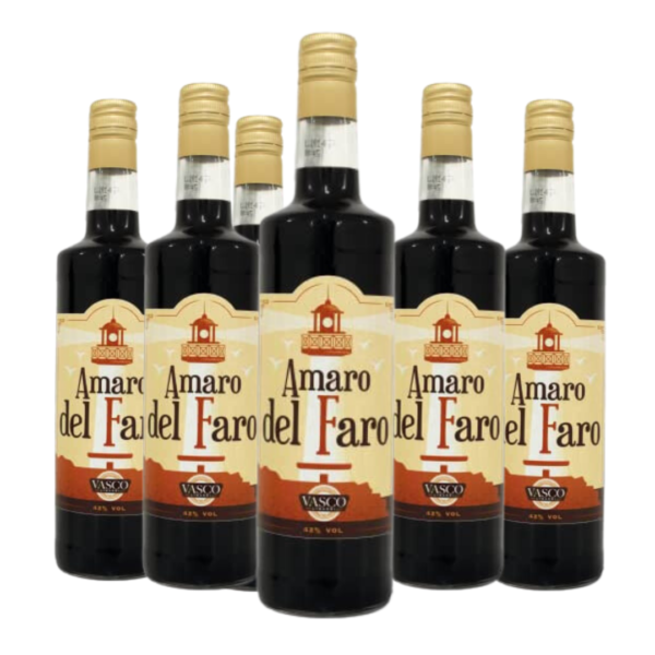 Amaro Del Faro 42%Vol. Bottiglia 70 Cl. Vasco Liquori -  6 Bottiglie